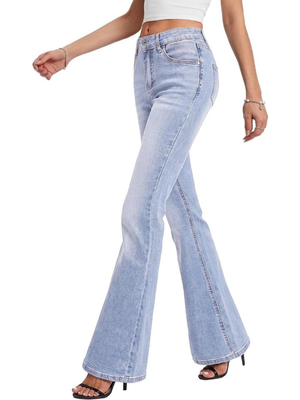 Women's Low Rise Stretch Flare Jeans | Bell Bottom Denim Pants for Casual Style